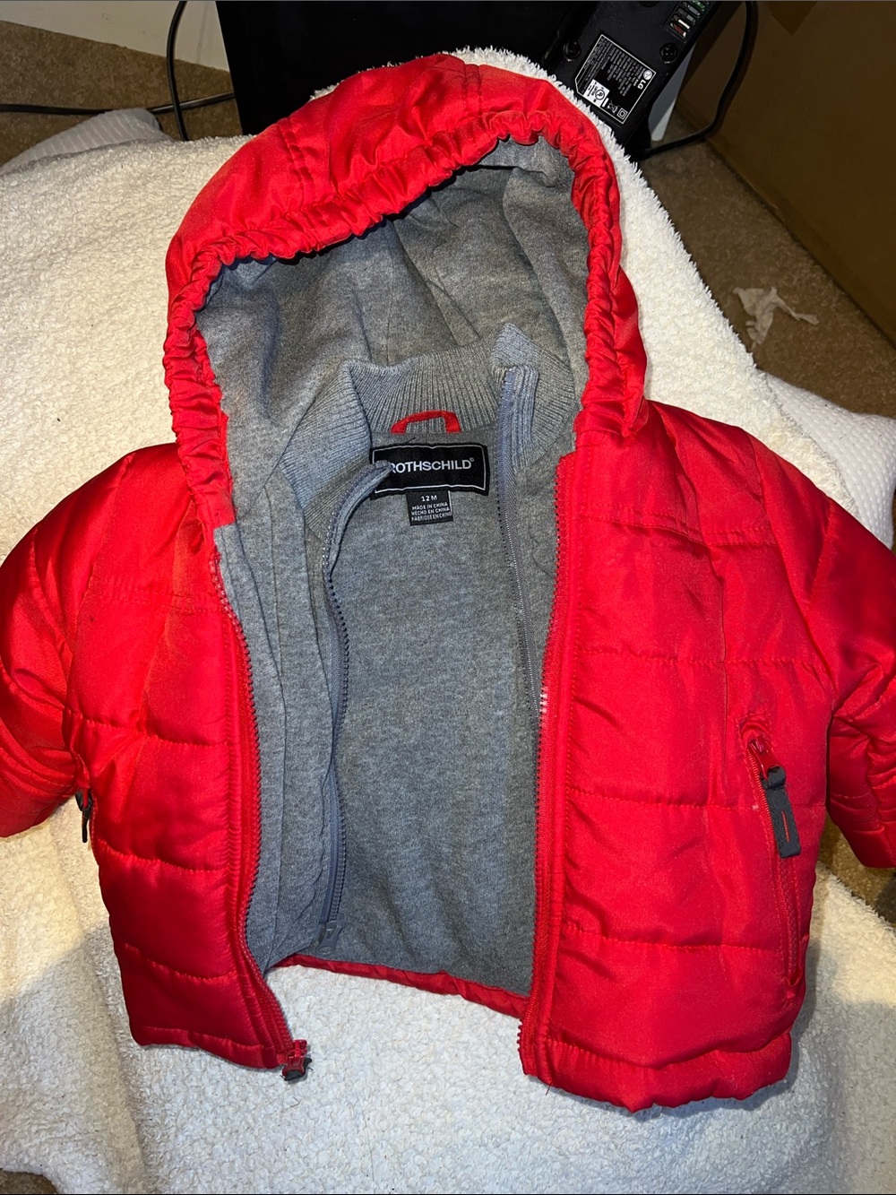 Rothschild Bright Red Kids Hooded Puffer Jacket